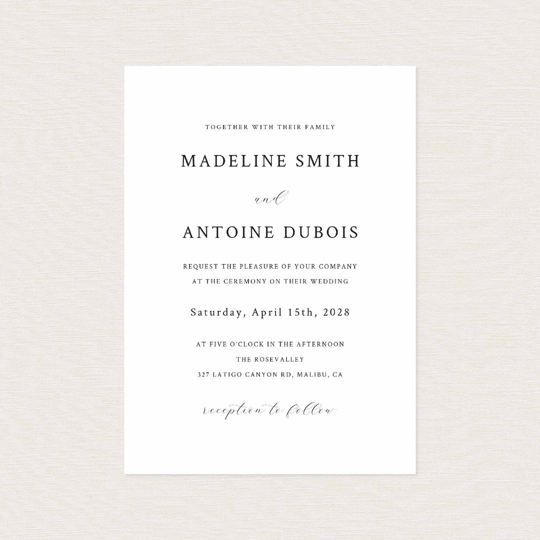 Simple Minimal Wedding Invitation Printable