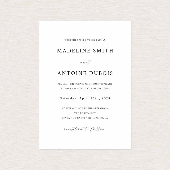 Simple Minimal Wedding Invitation Printable