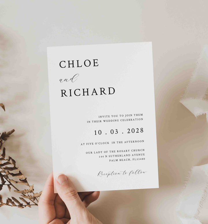 Simple Minimal Wedding Invitation Printable