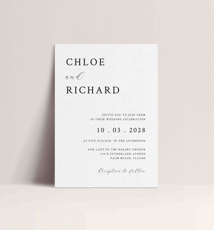 Simple Minimal Wedding Invitation Printable