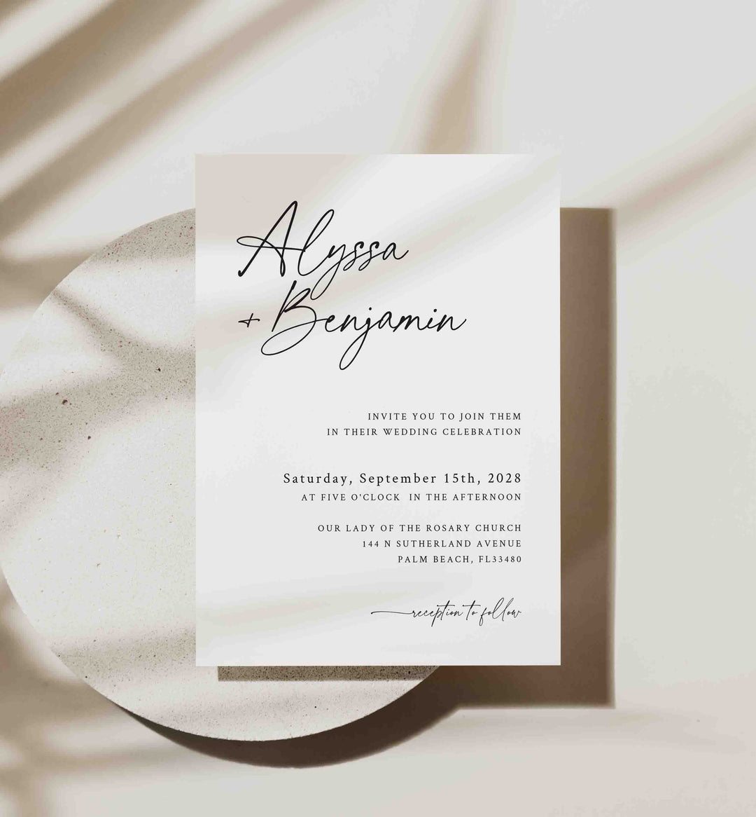 Modern Script Wedding Invitation Printable