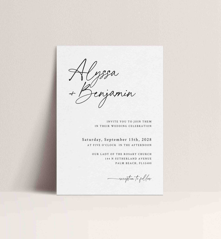 Modern Script Wedding Invitation Printable