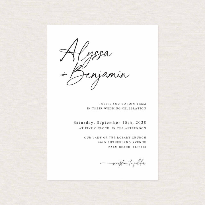 Modern Script Wedding Invitation Printable