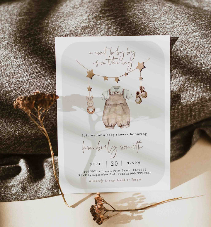 Baby Boy Clothes Baby Shower Invitation Printable
