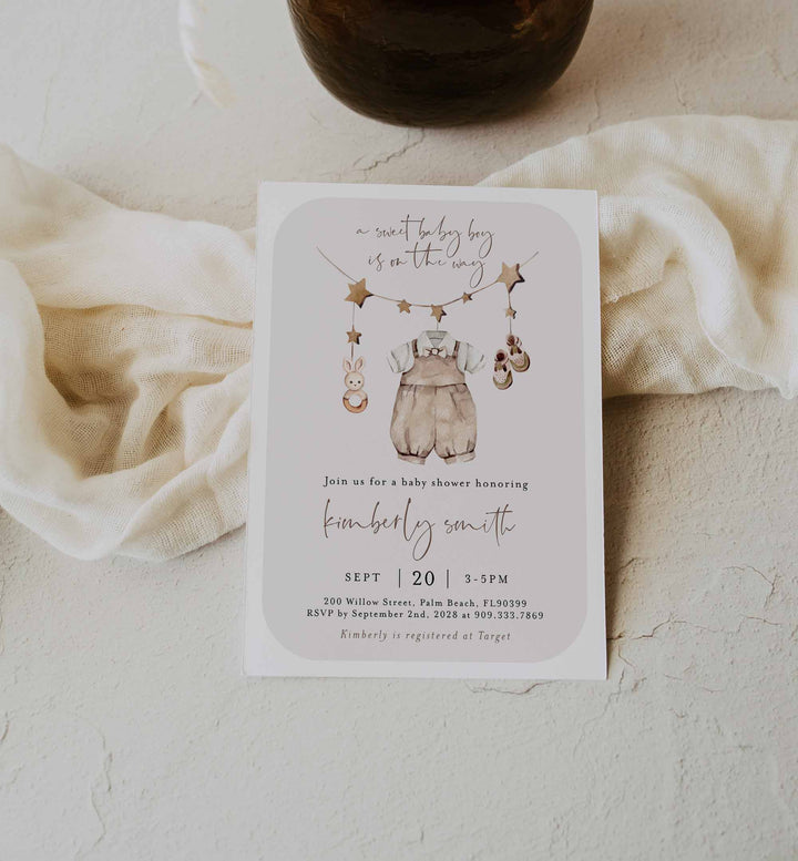 Baby Boy Clothes Baby Shower Invitation Printable
