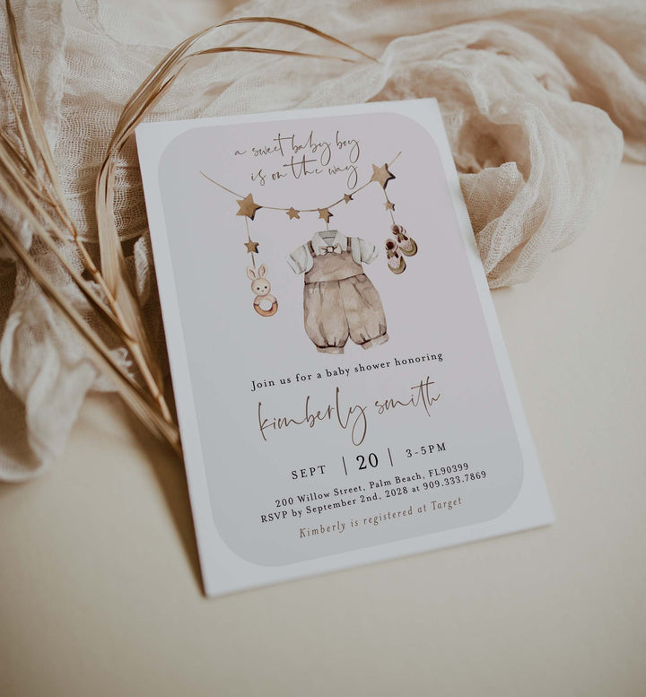 Baby Boy Clothes Baby Shower Invitation Printable