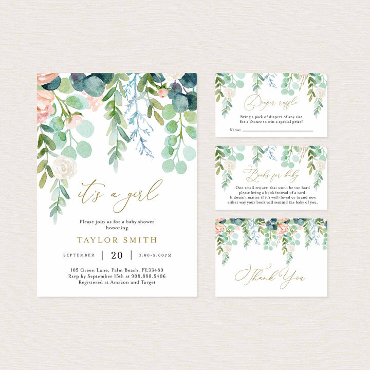 Blush Garden Baby Shower Suite Printable