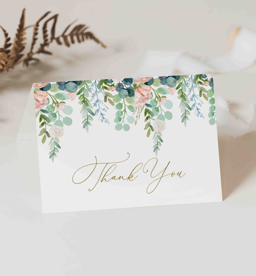 Blush Garden Baby Shower Thank You Card Printable