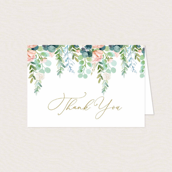 Blush Garden Baby Shower Thank You Card Printable