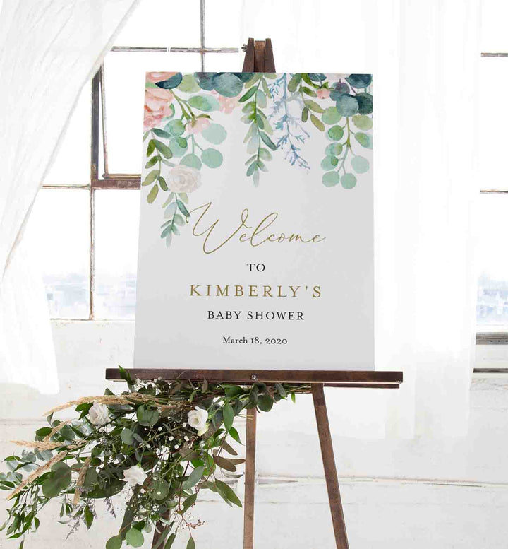 Blush Garden Baby Shower Welcome Sign Printable