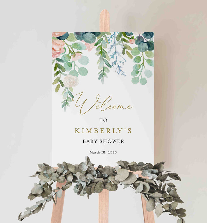 Blush Garden Baby Shower Welcome Sign Printable