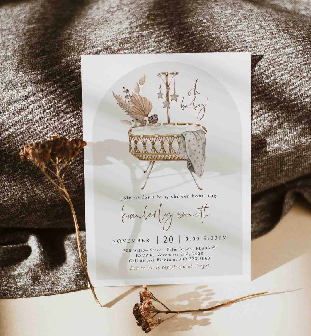 Boho Crib Baby Shower Invitation Printable