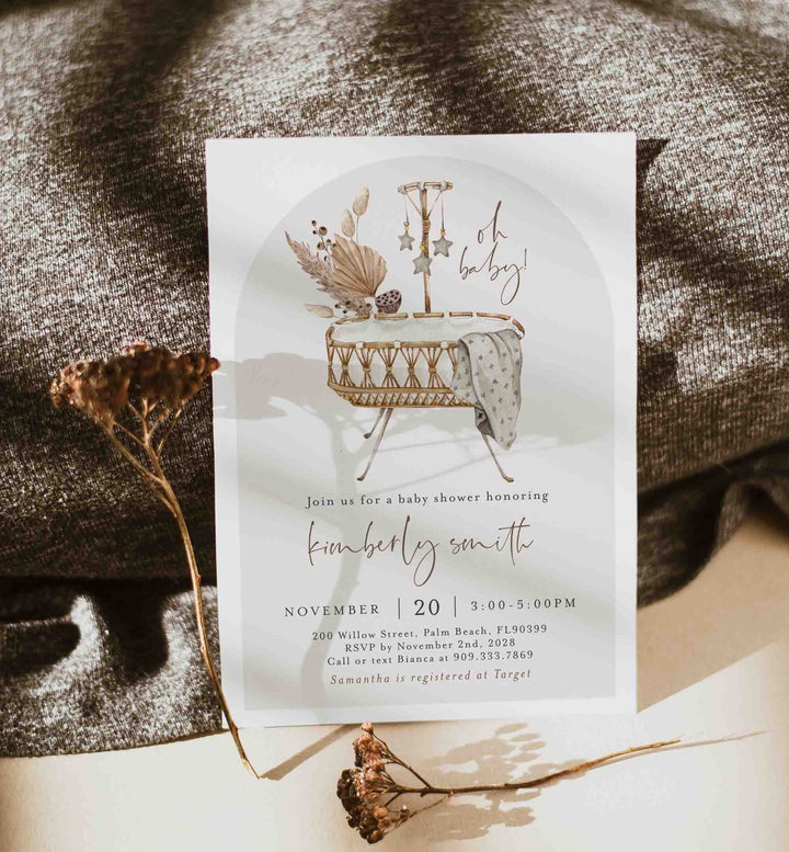 Boho Crib Baby Shower Invitation Printable