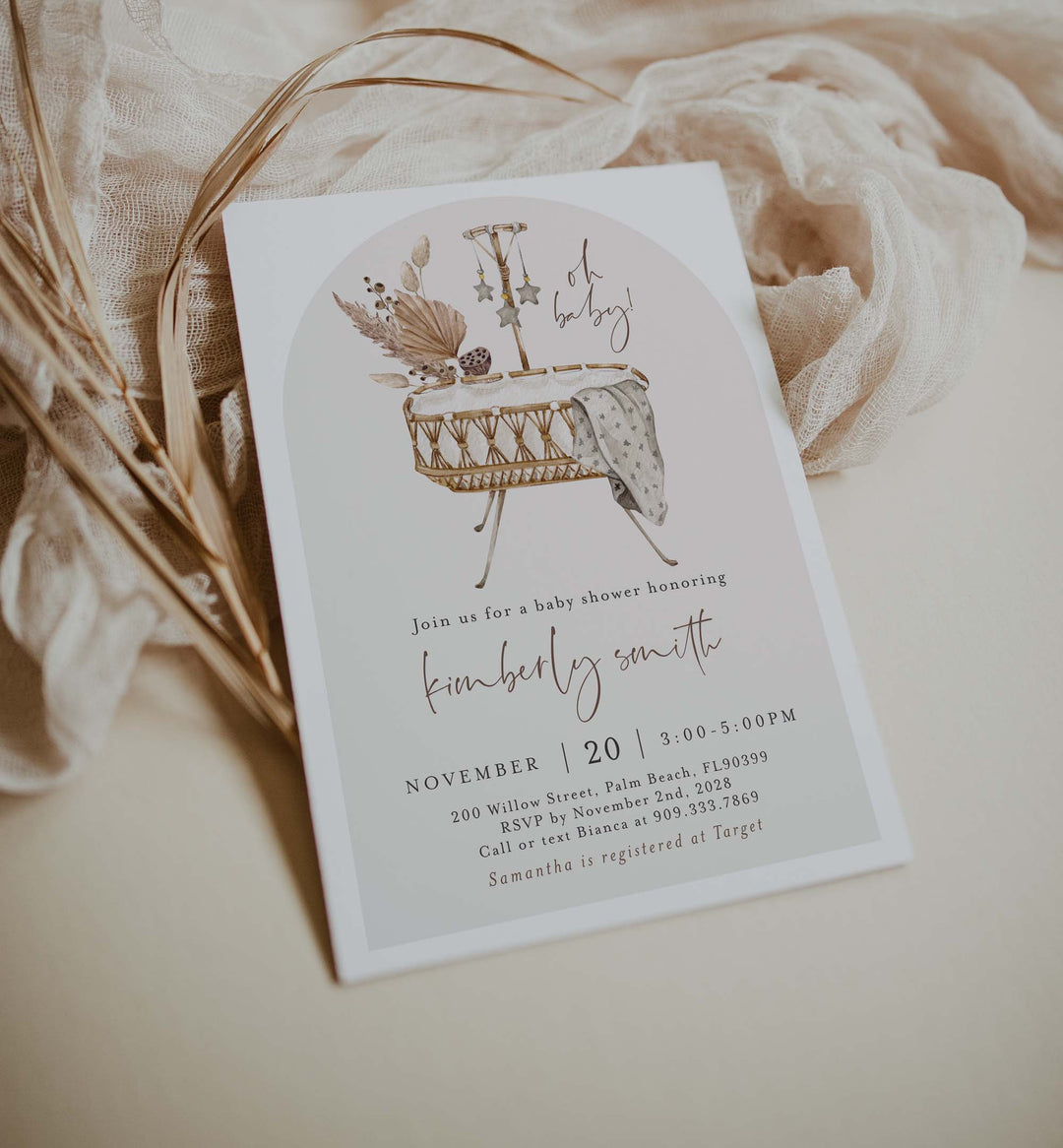Boho Crib Baby Shower Invitation Printable