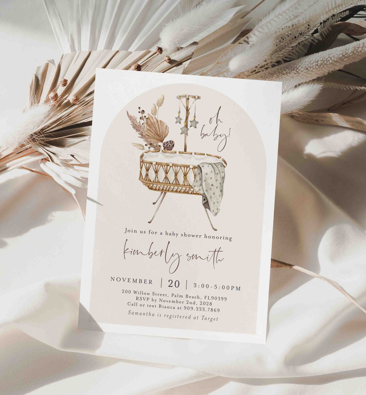 Boho Crib Baby Shower Invitation Printable