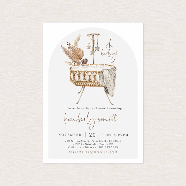 Boho Crib Baby Shower Invitation Printable
