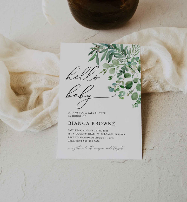 Greenery Baby Shower Invitation Printable