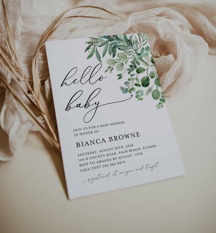 Greenery Baby Shower Invitation Printable