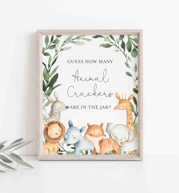 Safari Animals Baby Shower Guess How Many Animal Crackers Game Printable