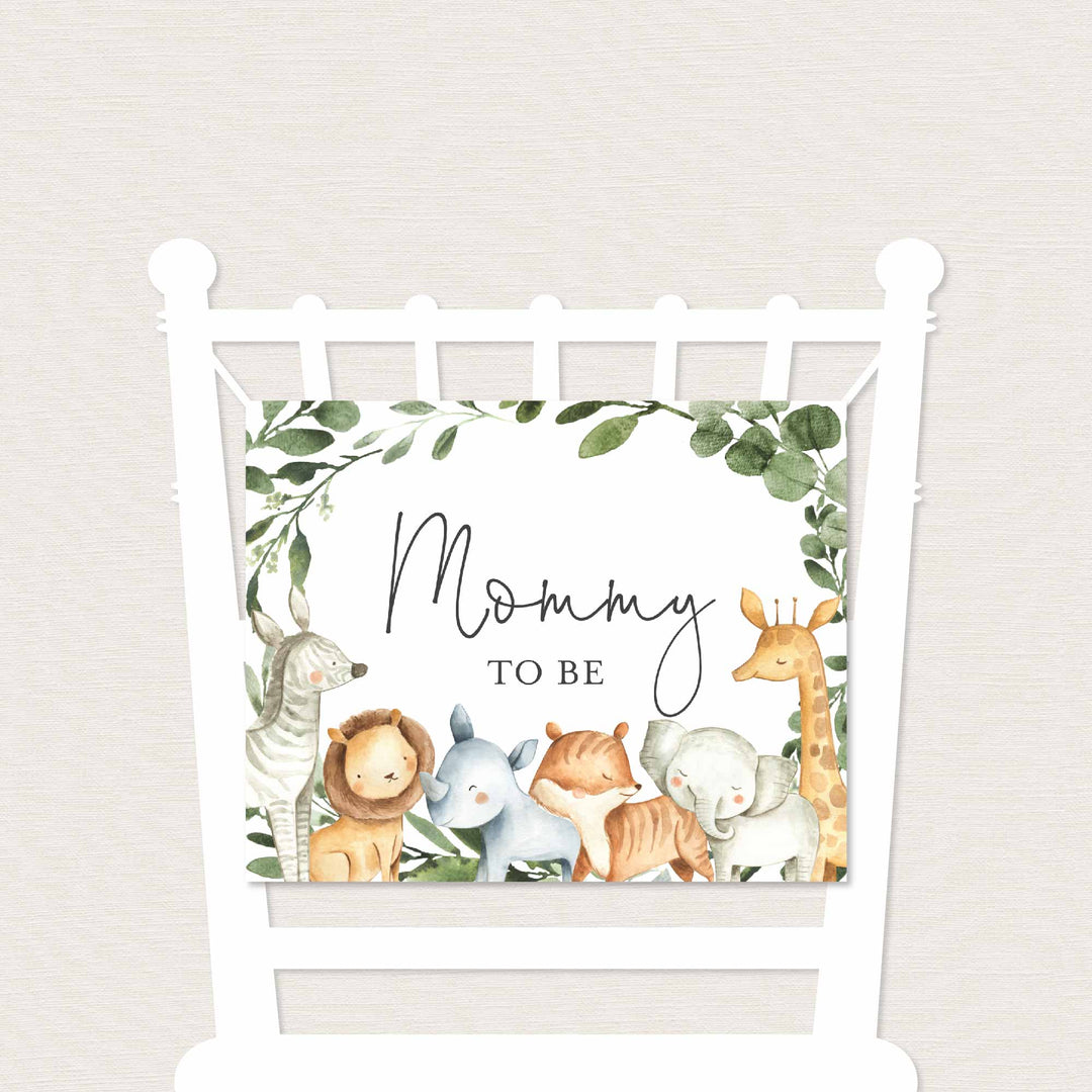 Safari Animals Mummy and Daddy To Be Chair Sign Printable