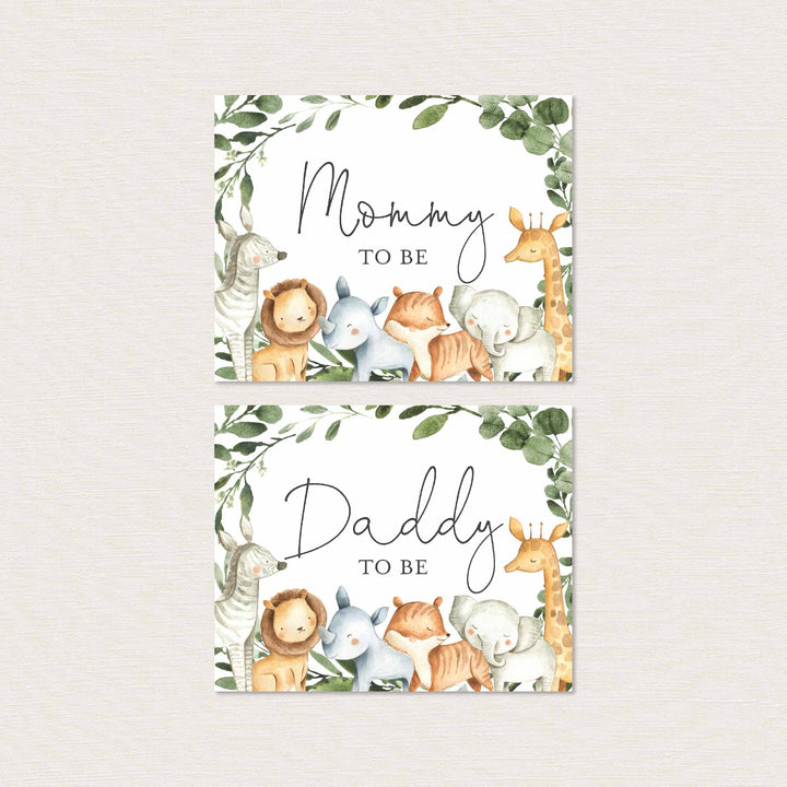 Safari Animals Mummy and Daddy To Be Chair Sign Printable