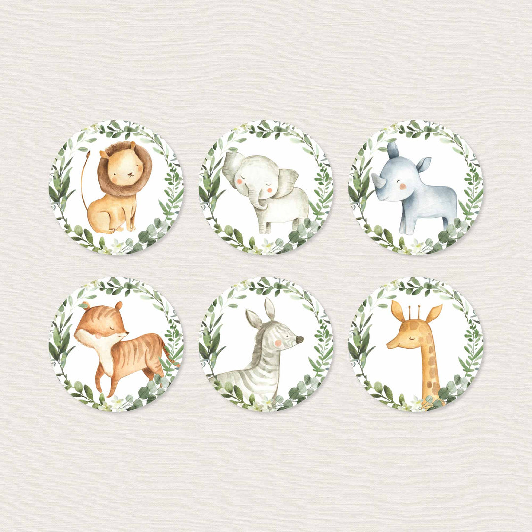 Safari Animals Baby Shower Cupcake Toppers and Cupcake Wrappers Printable