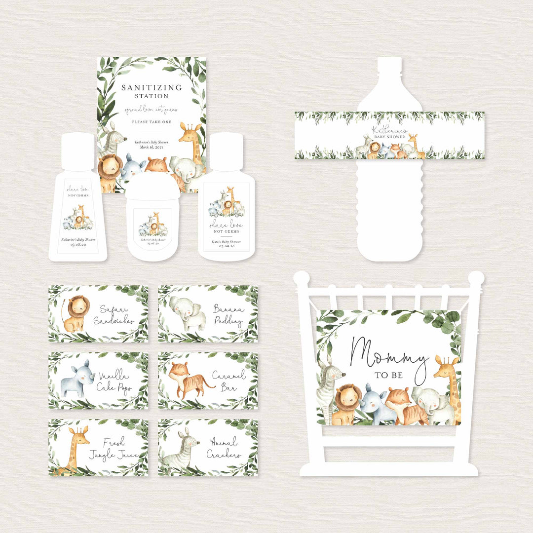 Safari Animals Baby Shower Decorations Bundle Printable