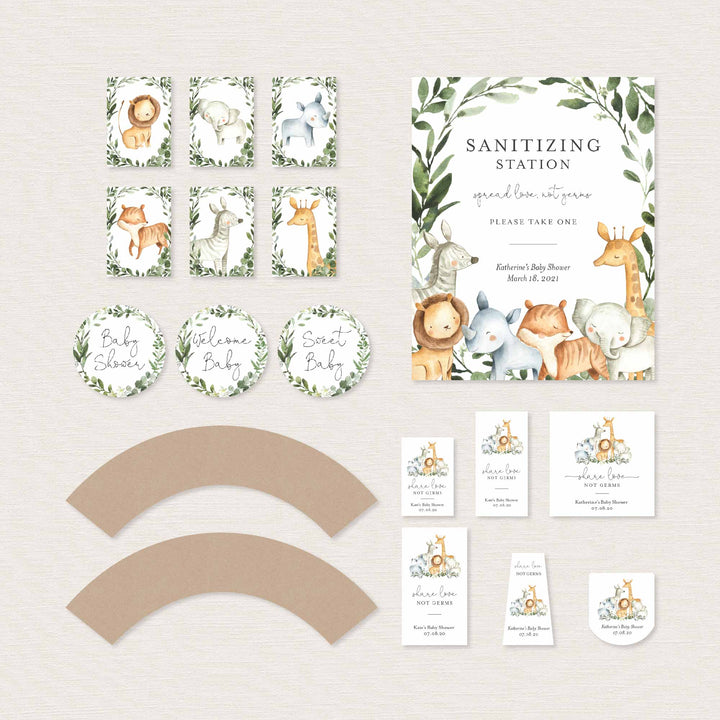 Safari Animals Baby Shower Decorations Bundle Printable