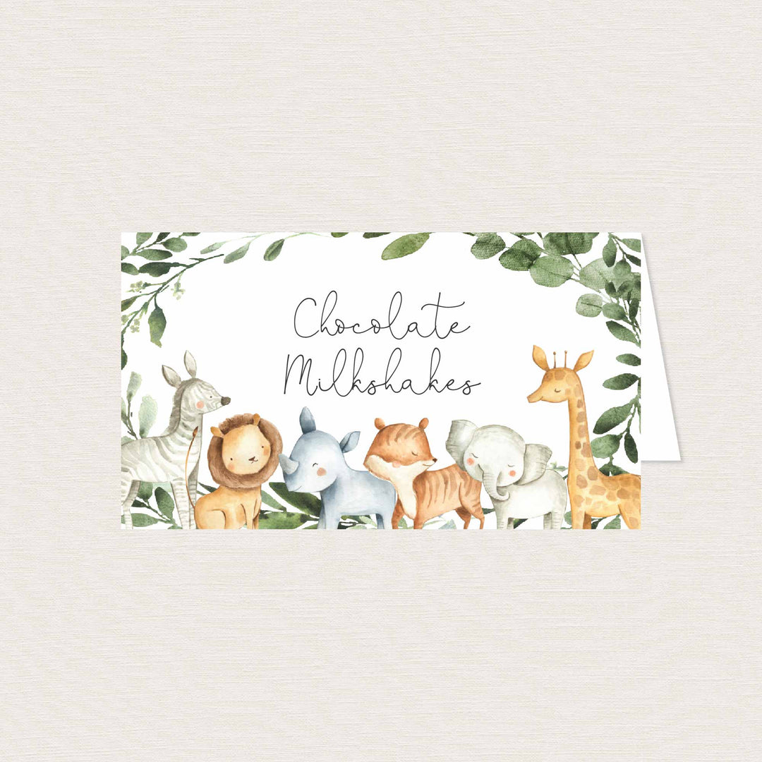 Safari Animals Baby Shower Food Labels Printable