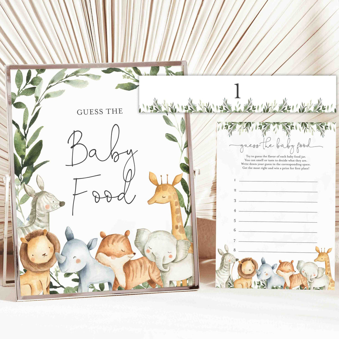 Safari Animals Baby Shower Guess The Baby Food Game Printable