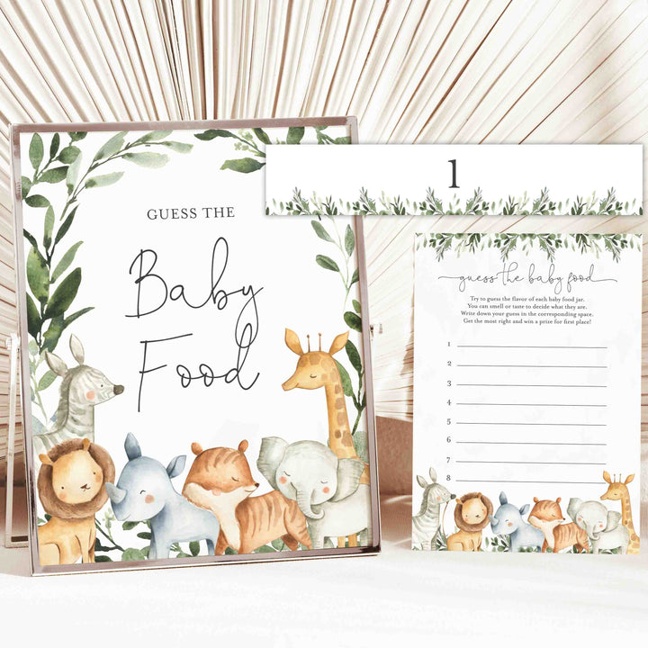 Safari Animals Baby Shower Guess The Baby Food Game Printable