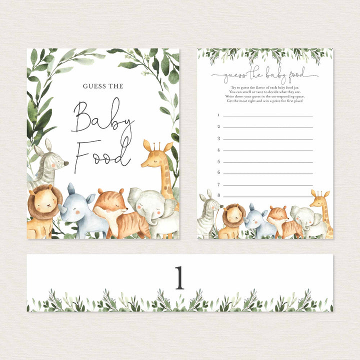 Safari Animals Baby Shower Guess The Baby Food Game Printable