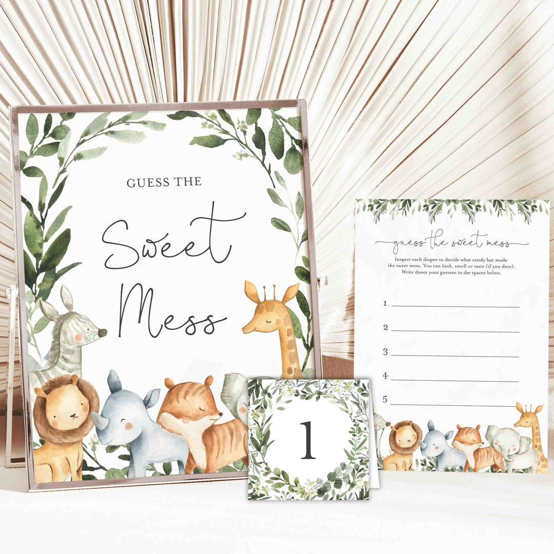 Safari Animals Baby Shower Guess The Sweet Mess Game Printable