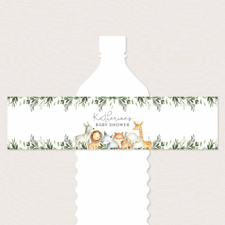 Safari Animals Baby Shower Water Bottle Label Printable