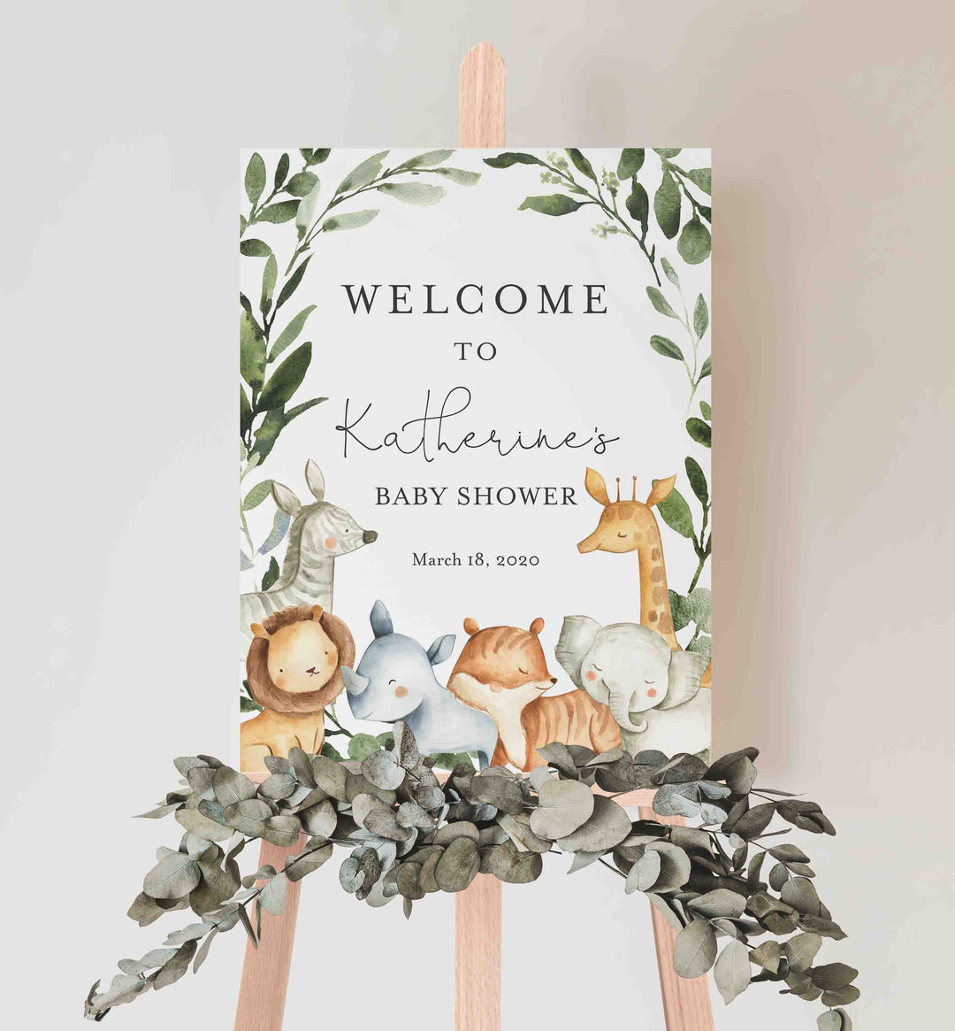 Safari Animals Baby Shower Welcome Sign Printable