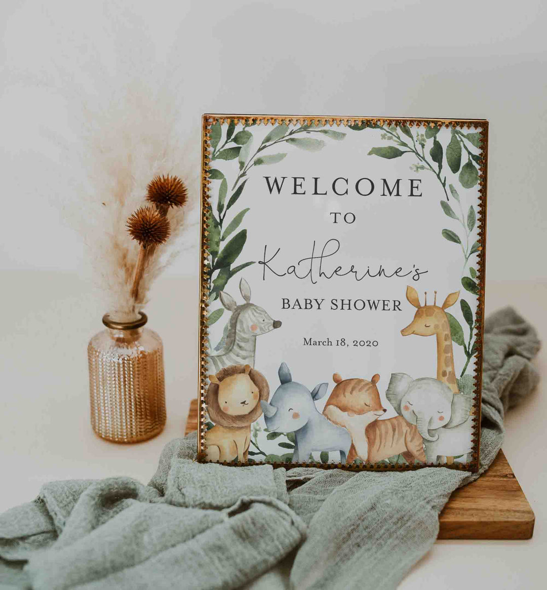 Safari Animals Baby Shower Welcome Sign Printable