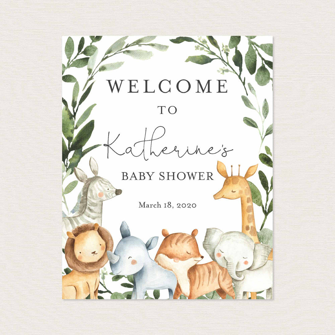 Safari Animals Baby Shower Welcome Sign Printable