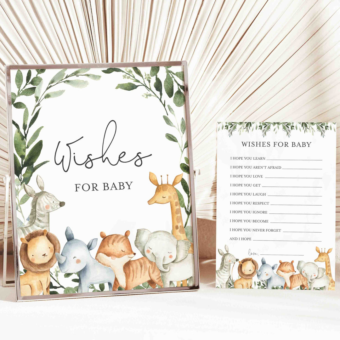 Safari Animals Baby Shower Wishes For Baby Printable