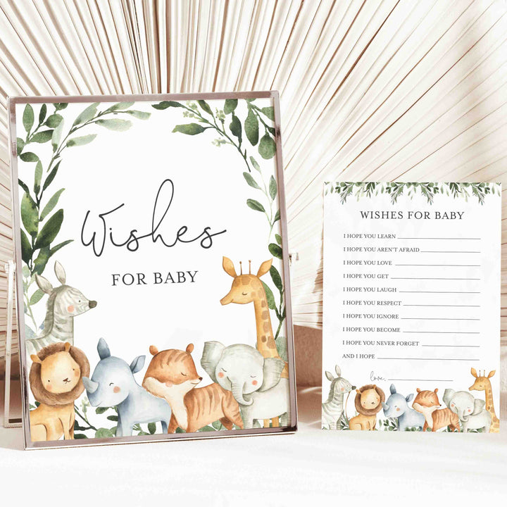 Safari Animals Baby Shower Wishes For Baby Printable