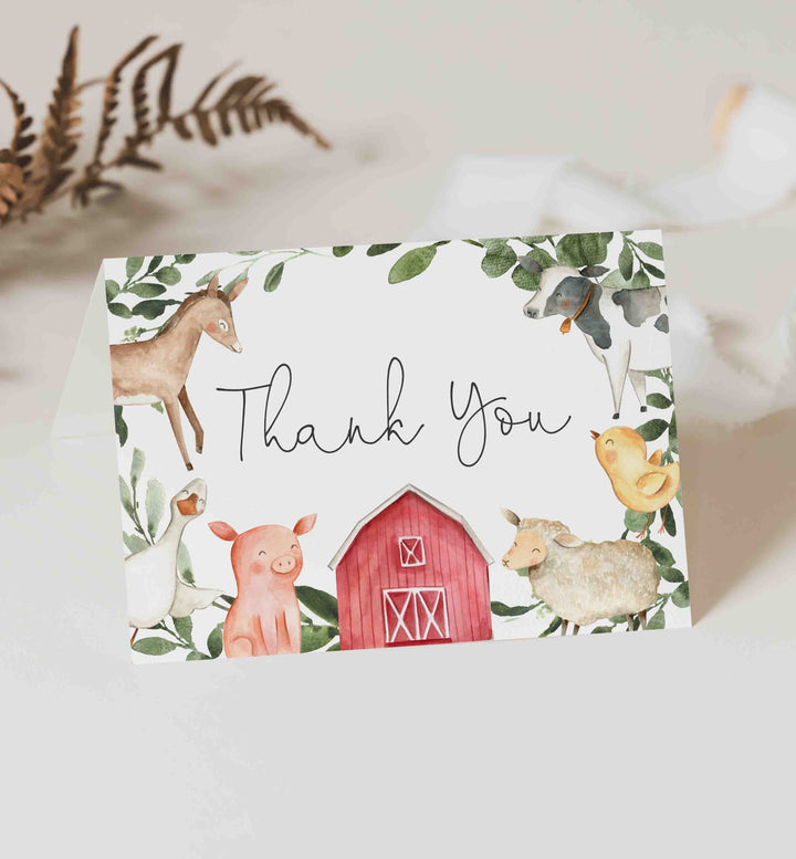 On The Farm Baby Shower Thank You Card Printable