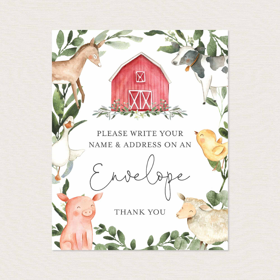 On The Farm Baby Shower Address An Envelope Sign Printable