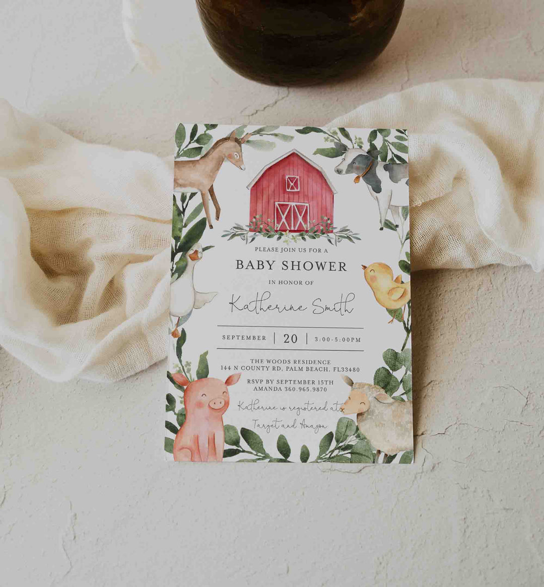 On The Farm Baby Shower Invitation Printable
