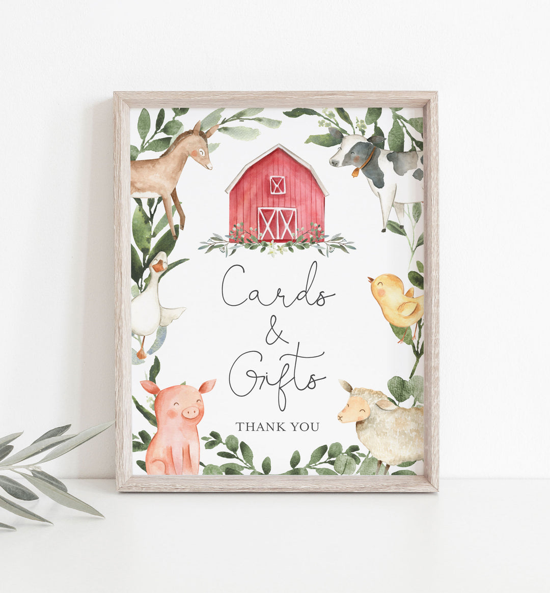 On The Farm Baby Shower Cards and Gifts Sign Printable