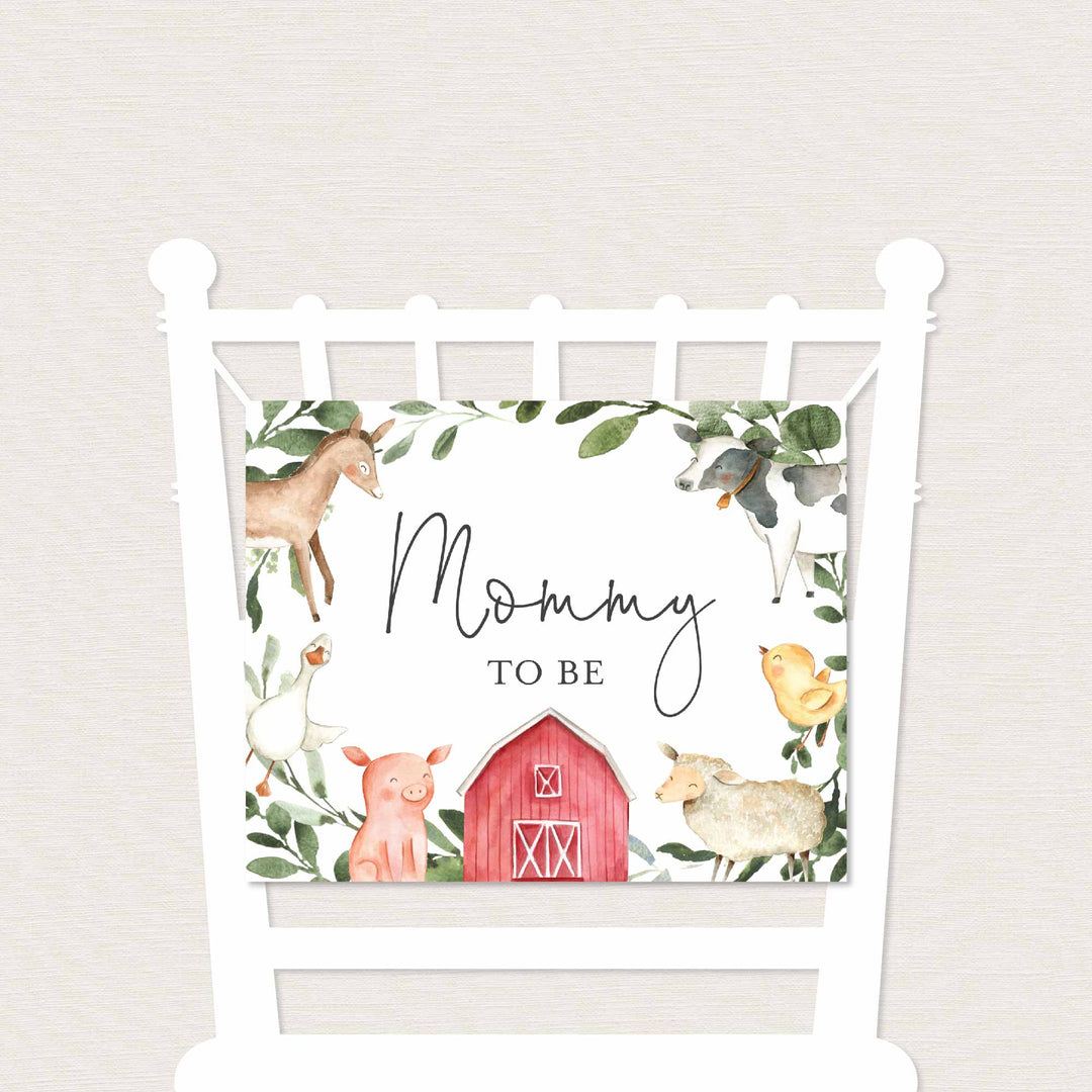 On The Farm Mummy and Daddy To Be Chair Sign Printable
