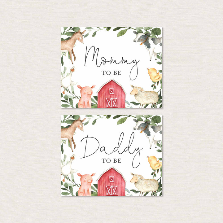 On The Farm Mummy and Daddy To Be Chair Sign Printable