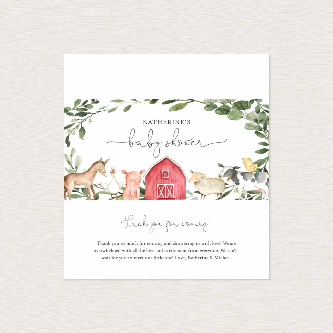 On The Farm Baby Shower Chocolate Bar Wrapper Printable