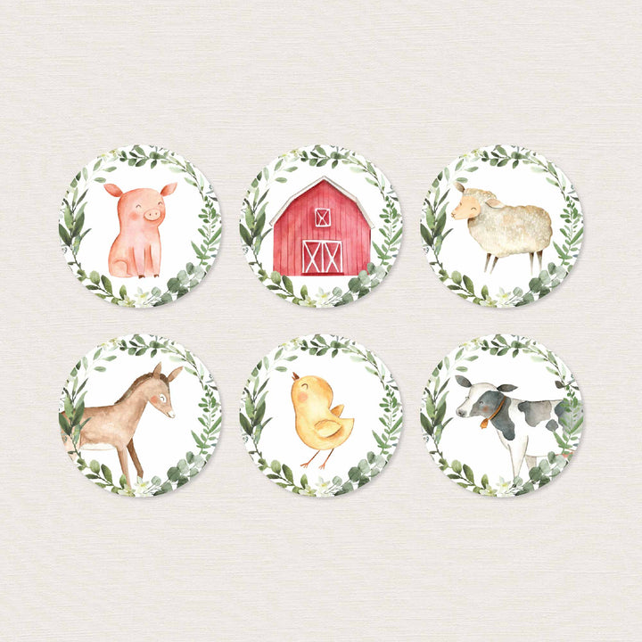 On The Farm Baby Shower Cupcake Toppers and Cupcake Wrappers Printable