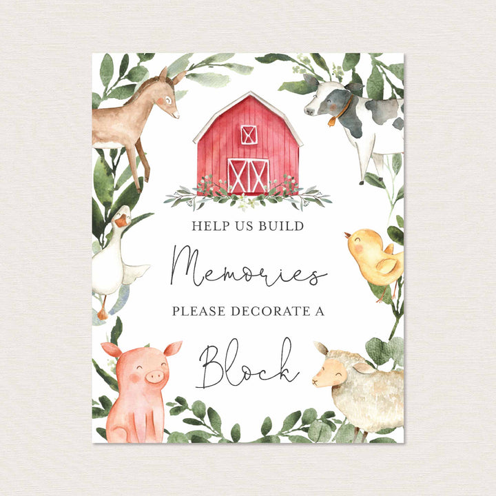 On The Farm Baby Shower Decorate A Block Printable