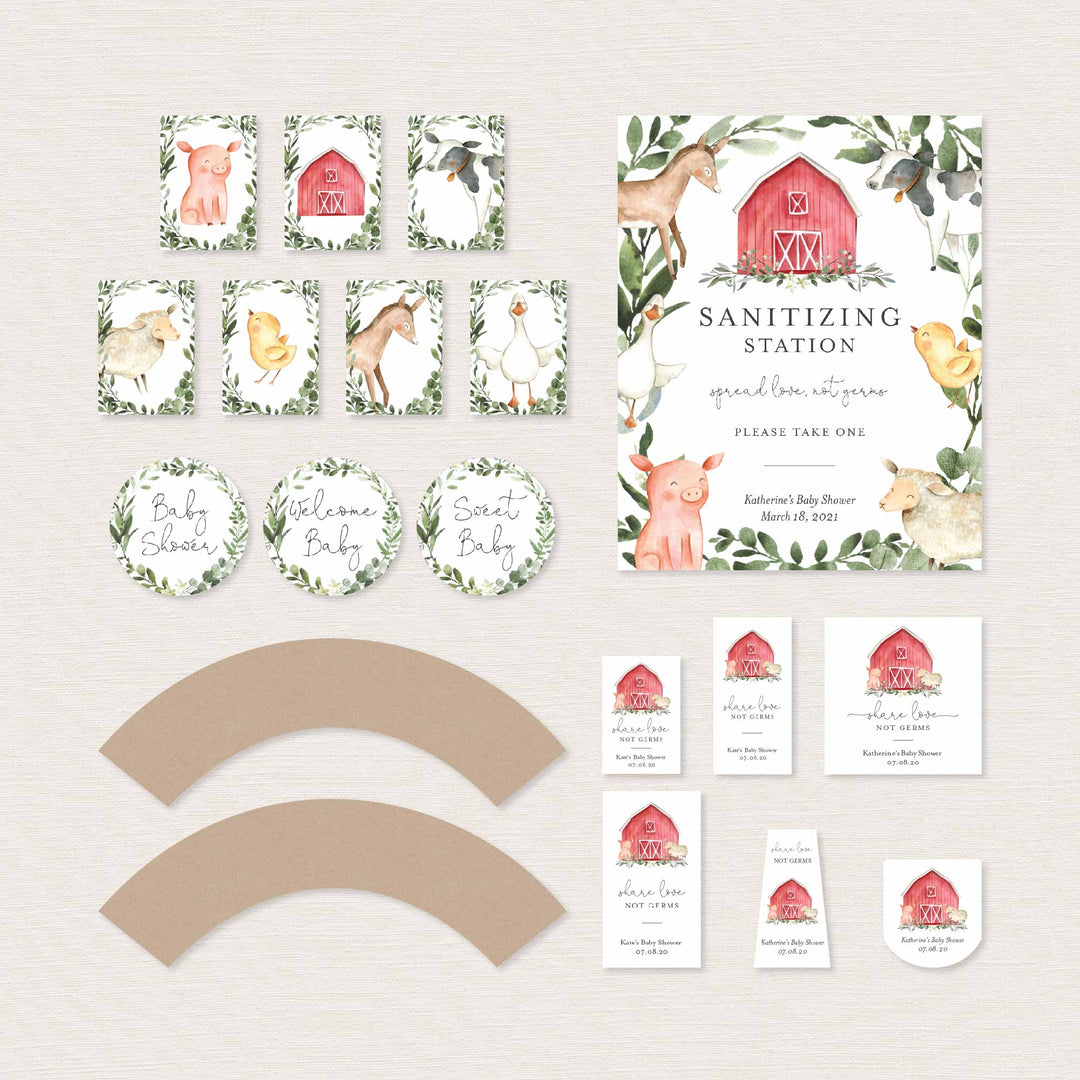 On The Farm Baby Shower Decorations Bundle Printable