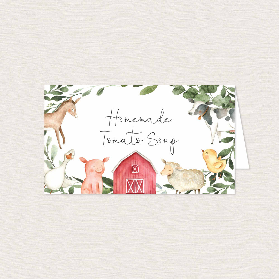 On The Farm Baby Shower Food Labels Printable